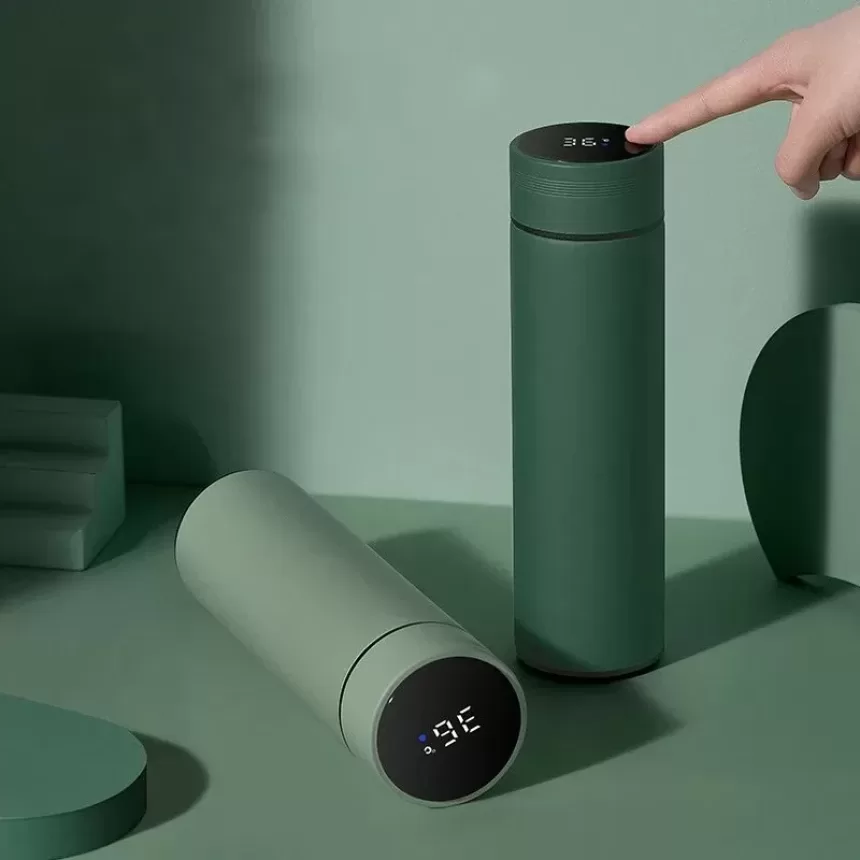 480ml Smart Digital Thermos Bottle with Temperature Display 316 Stainless Steel Vacuum Insulation Smart Coffee Cup - Green