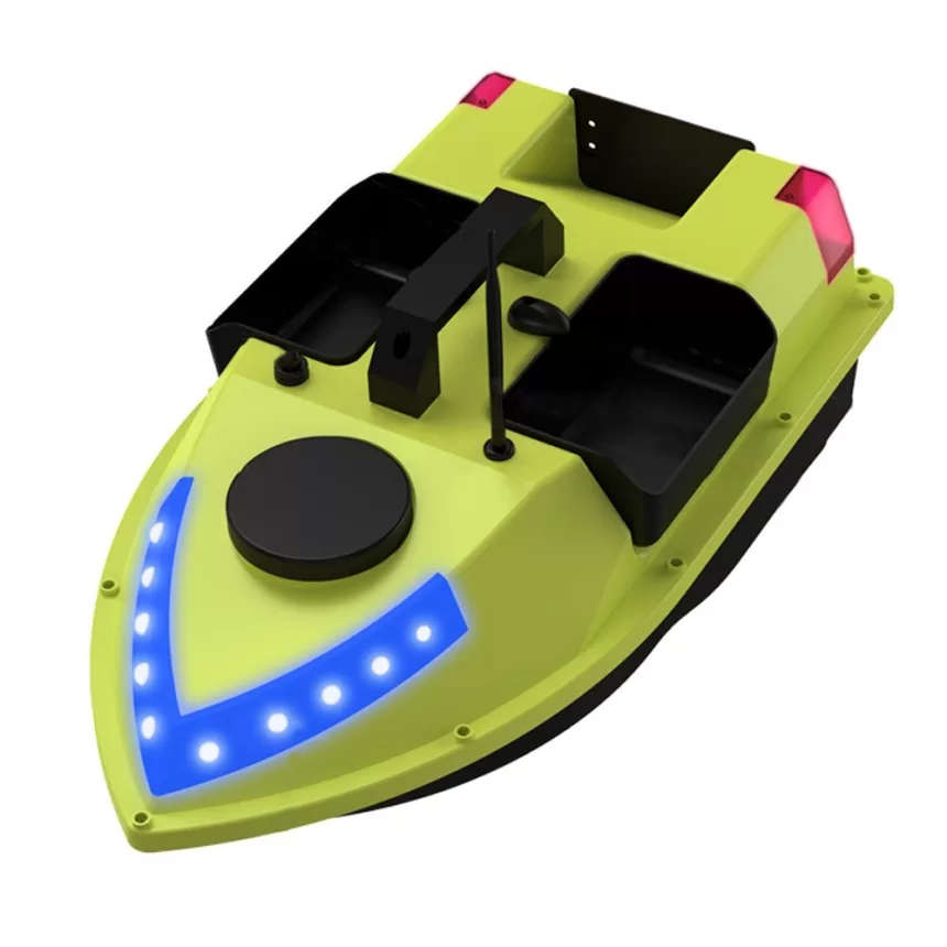 GPS RC Bait Boat 600M Wireless Remote Control 99 Fishing Sites 7 Color LED Lights Fishing Bait Boat Fishing Feeder Boat with 3 Bait Containers 4.4lb Max Load 12000mAh Battery