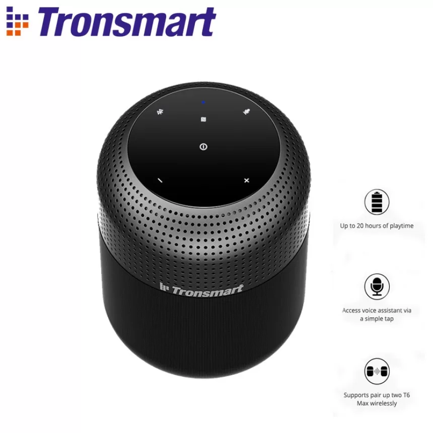 Tronsmart Element T6 Max 60W Bluetooth 5.0 NFC Speaker SoundPulse™ 20 Hours Playtime Siri Google Assistant Cortana USB-C Fast Charge