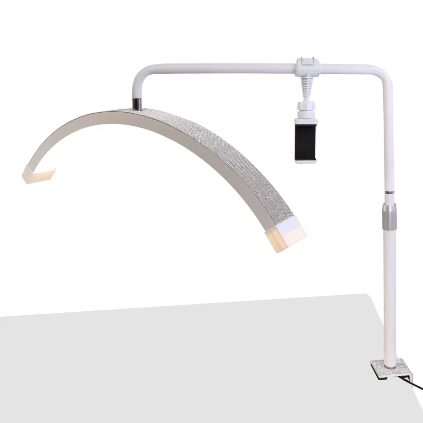 Fusitu 35W FT-Y11 Half-Moon Light Lash Light Led Lamp with Metal Bracket Fixing Clip Desk Light Stand for Tattoo Beauty Salon