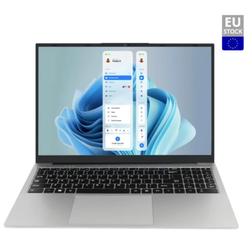 DERE R16 Air 16in Laptop Intel Celeron N4500 8GB LPDDR4 256GB SSD Windows 11 Pro Backlit Keyboard Fingerprint Unlock
