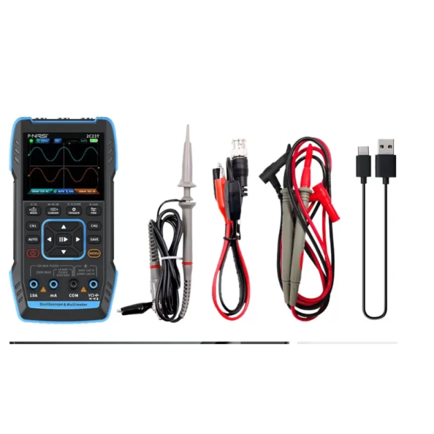FNIRSI 2C23T 3IN1 Dual Channel 10MHZ*2 50MS/s Handheld Digital Oscilloscope Multimeter + Function Signal Generator