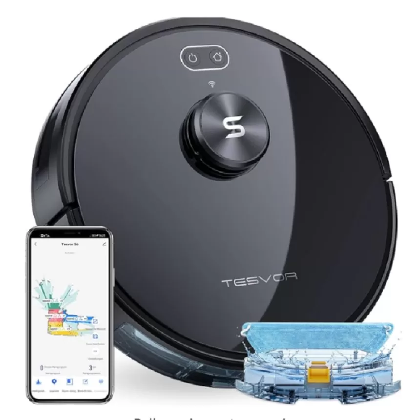 Tesvor Robot Vacuum Cleaner, S6 Suction Mop Robot with Laser Navigation
