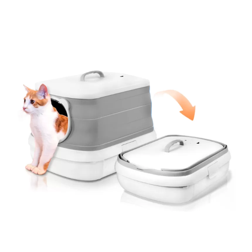Cat litter box fully enclosed foldable smart deodorizing large cat toilet