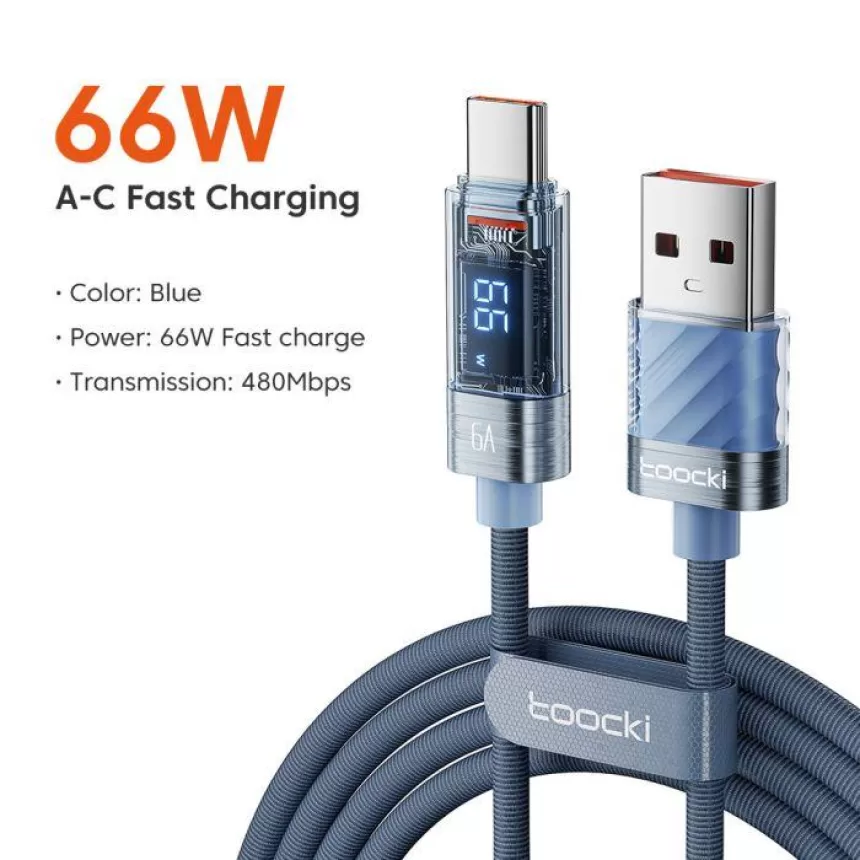 Toocki Zhenxian AC 6A digital display fully compatible data cable 2m