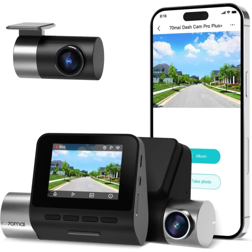 70mai True 2.7K 1944P Ultra Full HD Dash Cam Pro Plus+ A500S, Front and Rear