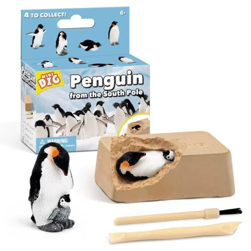 Archaeological dig with penguins and dinosaurs and gems puzzle toy