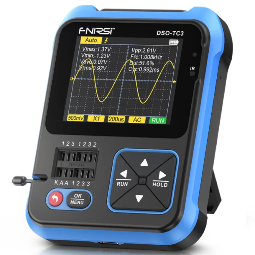 FNIRSI DSO-TC3 Digital Oscilloscope Transistor Tester Signal Generator 3 in 1 Multifunction Electronic Component Tester
