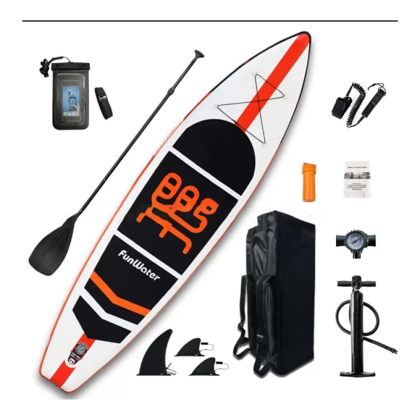 FunWater Inflatable Stand Up Surfboard Paddle Board 132*33*6Inch With Air Pump Paddle Bag