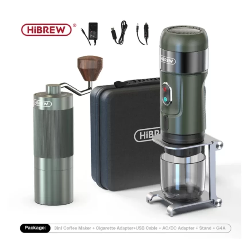 HiBREW Wireless Electric Portable Espresso Coffee Machine for Car & Home Camping Coffee Maker Fit Nespresso Dolce Capsule Powder