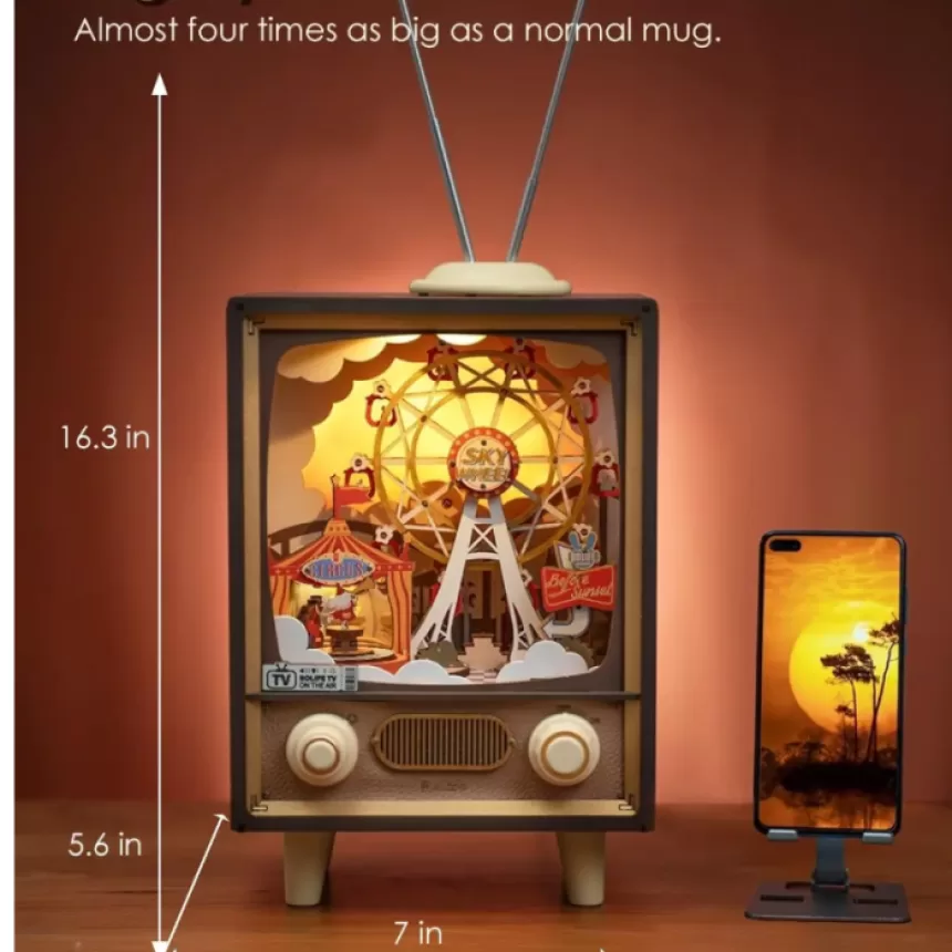 Robotime Rolife Sunset Carnival Music Boxes with Lights for Kids