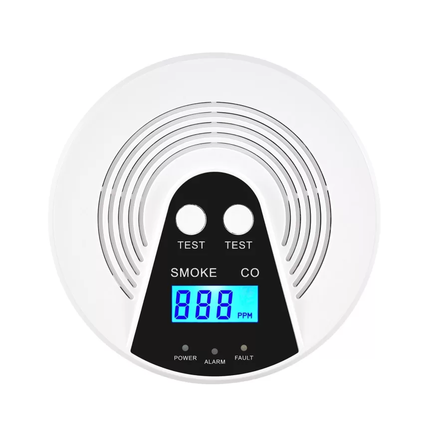 Smoke and Carbon Monoxide Alarm LCD Display CO Detector Smoke Alarm Voice Alert Combination Smoke and CO Alarm Battery Powered