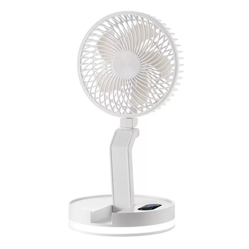 Folding Camping Fan USB Rechargeable Desktop Fan Wall Mounted Fan Support 3 Adjustable Wind Speeds with Night Light for Camping Picnic Home Bedroom Kitchen Office
