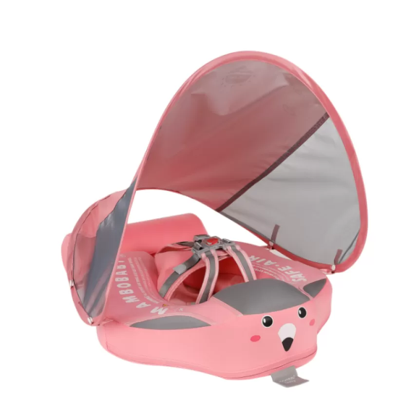 Mambobaby Infant and Toddler Inflatable Lying Circle Sunshade Swimming Ring with Tail Float