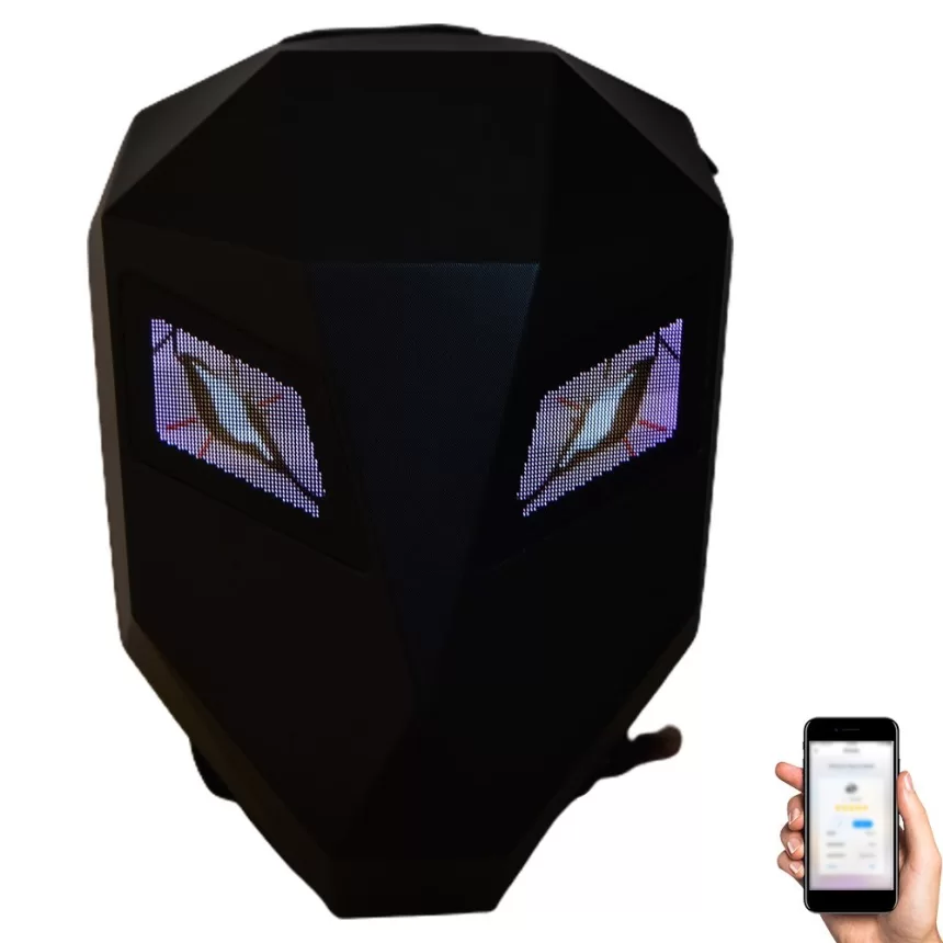 LED Motorbike Backpack Motorcycle Riding Backpack Hard Shell Travel Bag with DIY Programmable Color Screen Support BT APP Setting for Camping Travelling Cycling Riding Hiking Festivals
