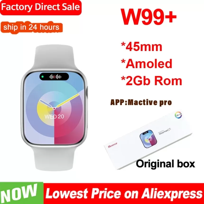 Microwear W99+ Smart Watch Amoled Series 9 OS10 Compass NFC Game Bluetooth Call Music Player 2GB ROM W99 Plus Watch 9 Smartwatch