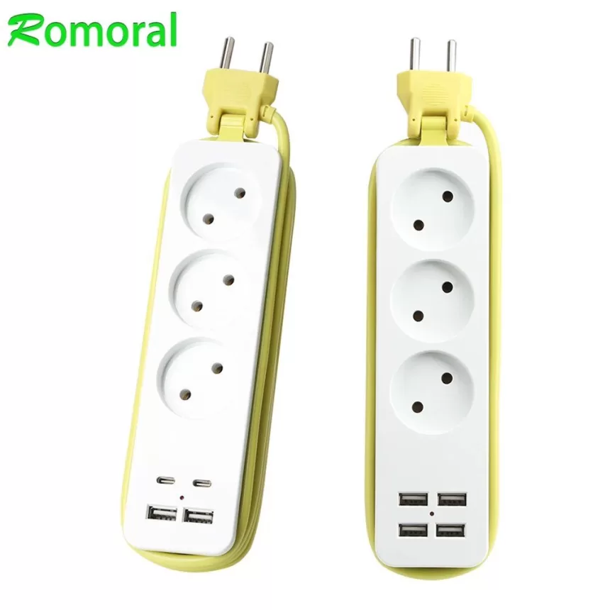 Travel Plug Strip EU Plug AC Outlet Multiprise Power Strip Extension Cord Electrical Socket Network Filter With USB