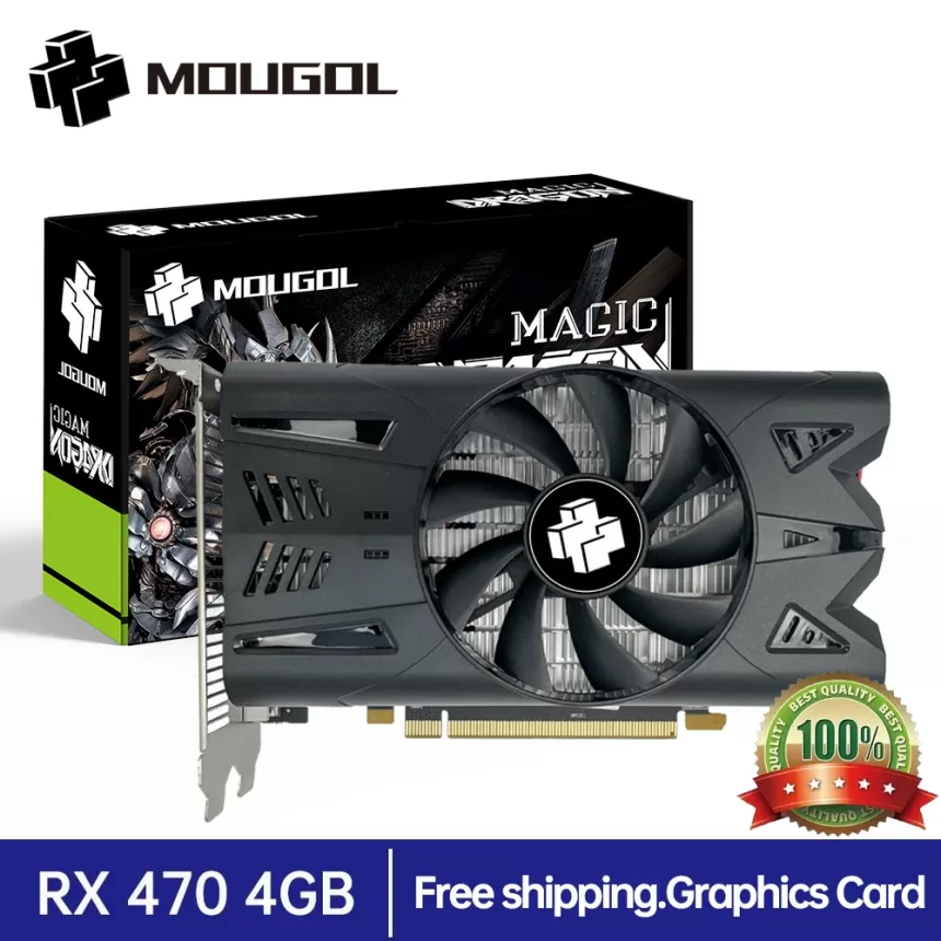 MOUGOL Graphics Card AMD GPU Radeon RX 470 4G GDDR5 256Bit 14nm Computer PC RX470 PCI-E 3.0 Gaming Video Cards Full New RX470