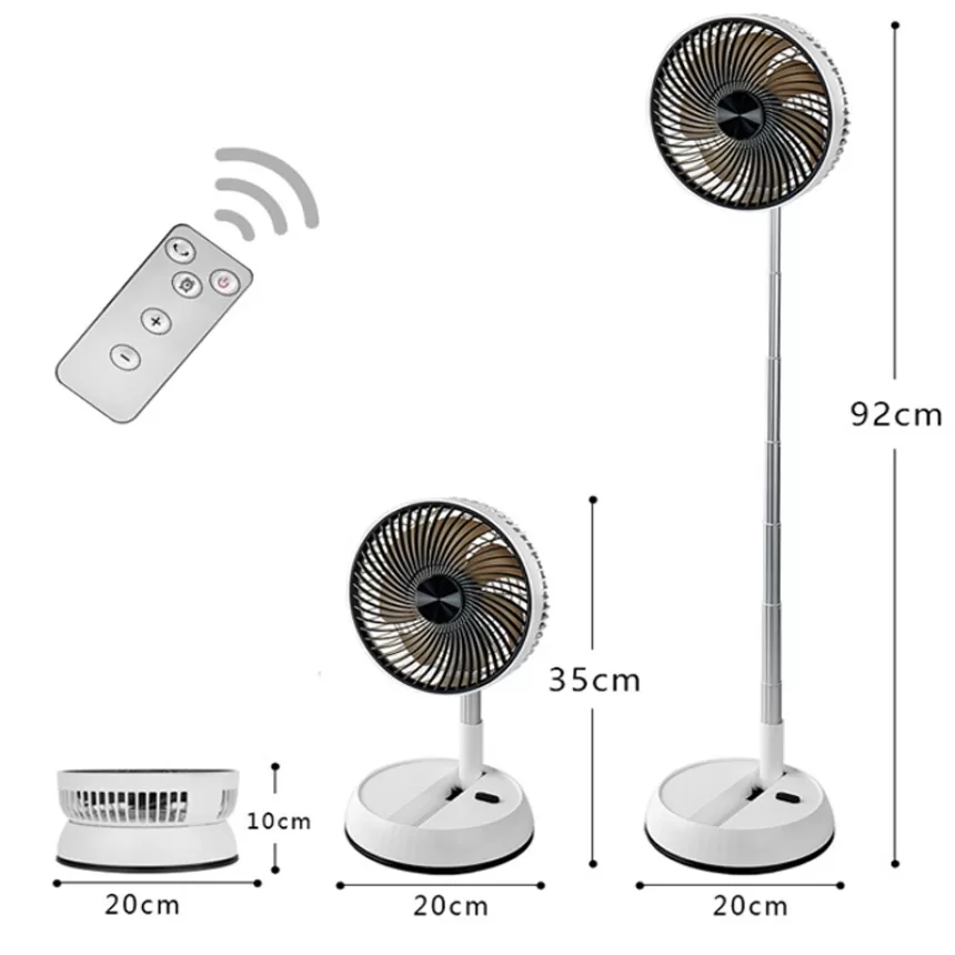 New Gale Telescopic Folding Fan Shaking Time Outdoor Remote Control Fan Floor Fan Rechargeable Portable 7-inch USB Folding Fan