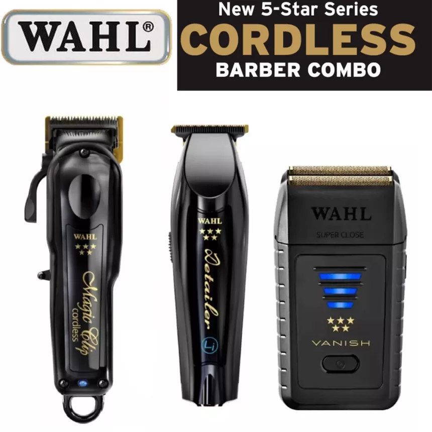 Professional Wahl 8148 Black Barber Combo Kit Magic Clip Cordless Hair Clipper&Trimmer&Foil Shaver For Barbers and Stylists