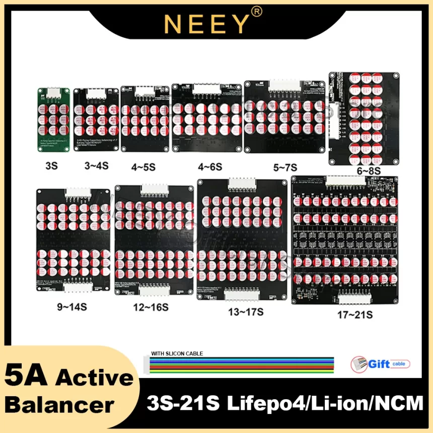 NEEY 5A Active Equalizer Balancer 3S 4S 5S 6S 7S 8S 9S 10S 11S 12S 13S 14S 15S 16S 17S Lifepo4/lipo/lto Battery Energy Capacitor