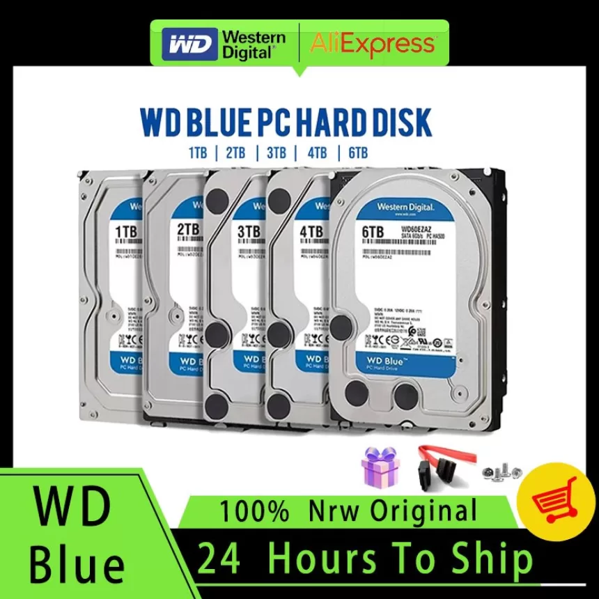 Western Digital WD BLUE 4TB 6TB 3.5" Hard Drive Disk SATA III 5400 RPM 500GB 1T 2TB HD Hard disk For Monitoring Desktop Computer