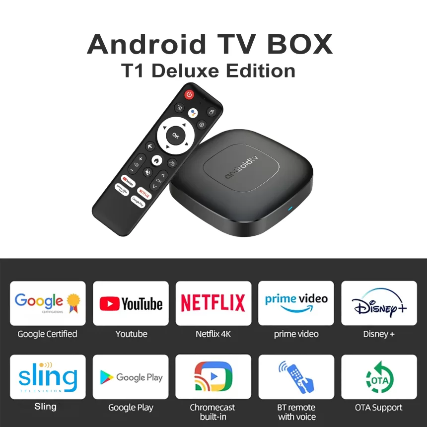 Global Version Smart Streaming Media Player TV Box AllwinnerH313 Android13 2.4G&5G Wifi 4K Mortal T1 Bluetooth Google Assistant