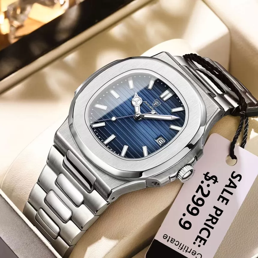 POEDAGAR Luxury Watch Business Waterproof Male Clock Luminous Date Stainless Steel Square Quartz Men Watch reloj hombre 2024 New