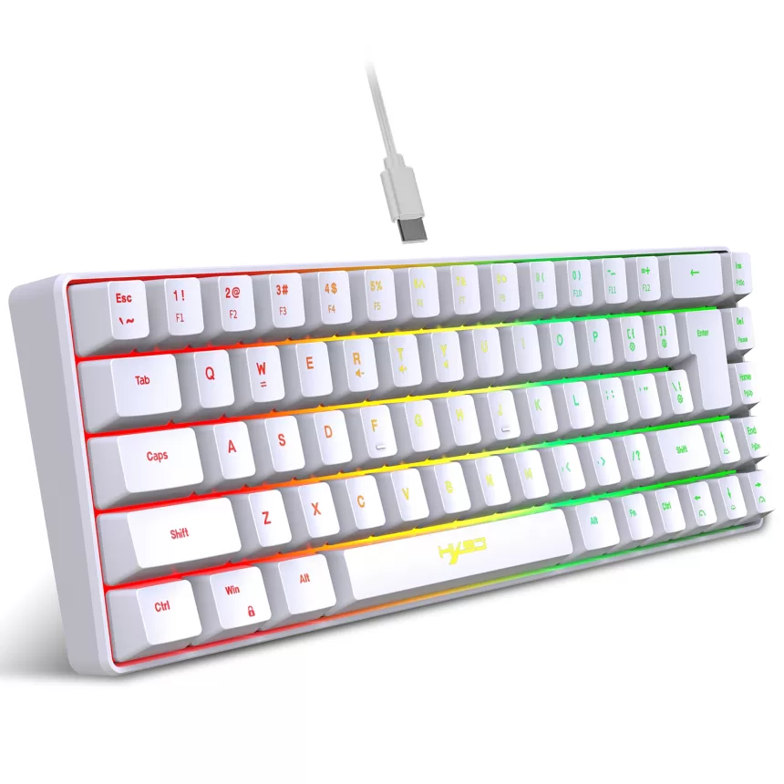 HXSJ V200 Wired K68 RGB Streamer Mini Gaming Keyboard 19-Key Conflict-Free Membrane Keyboard but Mechanical Feel for Game/Office