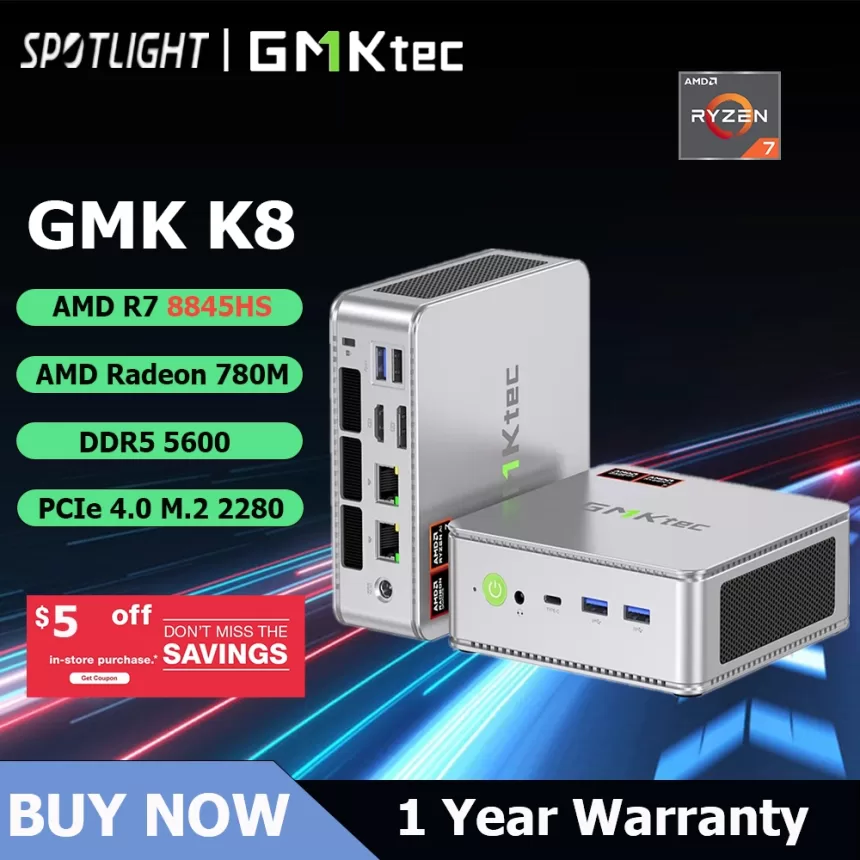 GMKtec K8 AMD R7 8845HS Gaming Mini PC 8-core 16-thread 32GB DDR5 1TB SSD Computer PC Mini Computer PC Gaming Desktop