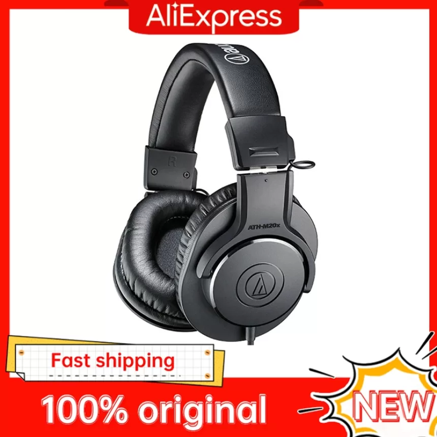 100% New Audio Technica ATH-M20X Wired Professional Monitor Headphones Over-ear Deep Bass 3.5mm Jack Earphone Game Music Headset