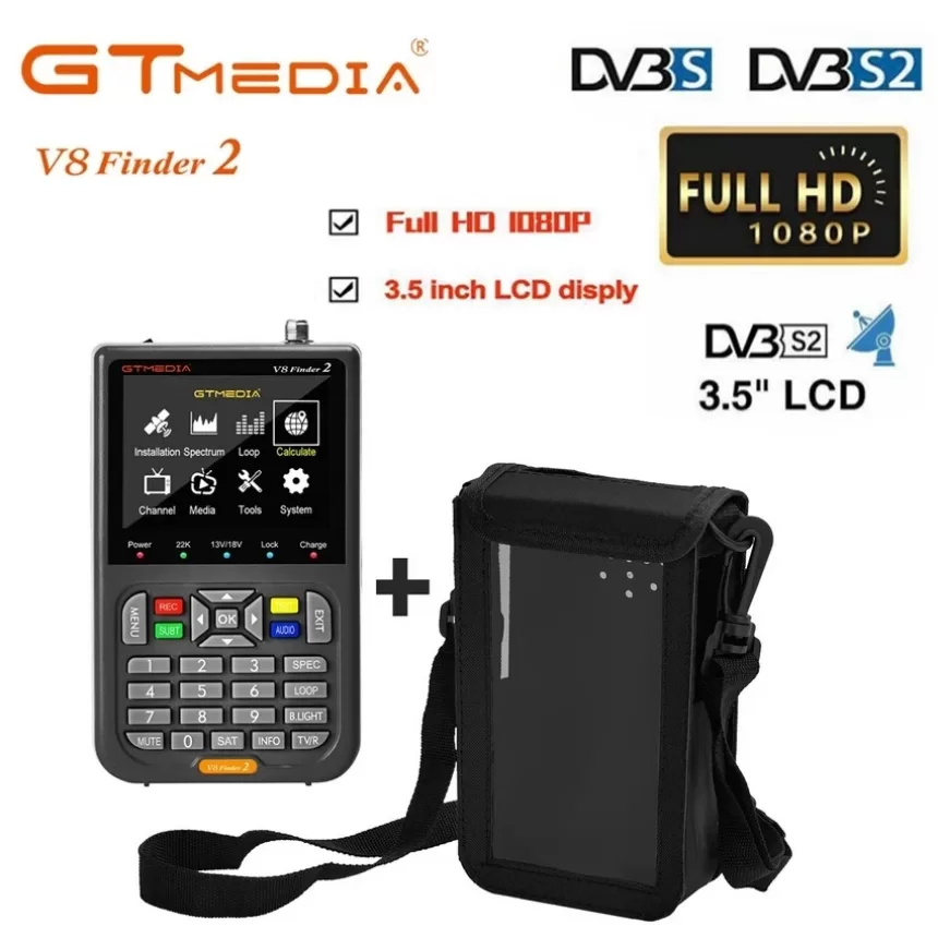 GTMEDIA V8 Finder2+Bag Satellite Finder Meter DVB-S/S2/S2X 1080P 3.5 Inch High Definition TFT LCD Screen H.264 vs WS-6933