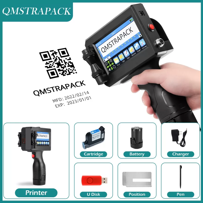 Non-encrypted Handheld Inkjet Printer Gun 12.7mm with Fast-Drying Ink for Text QR Barcode Batch Number Logo Date Label Printer