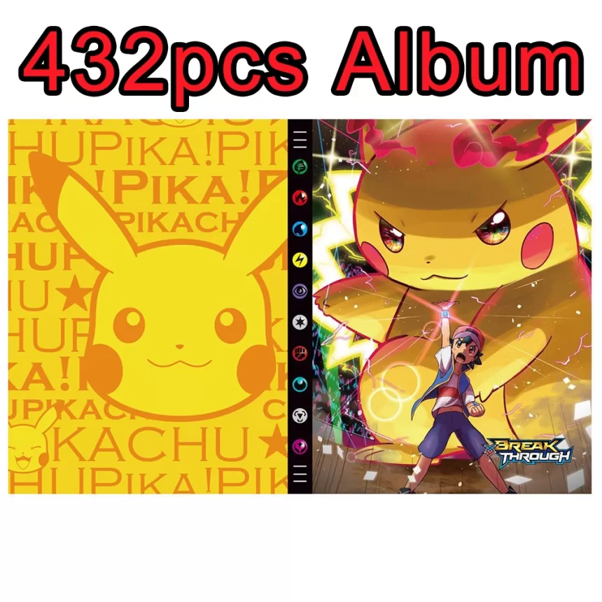 9 Pocket Pokemon Cards Album Holder Cartoon 432 Card Anime Map Game Collection Binder Book Folder Top Toys Gift for Kids