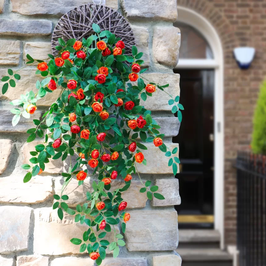 Artificial flowers Plants Green Lvy Leaves Hanging flower Rose Vine Home Wedding Garden Decoration DIY Hanging Wall Silk Flower