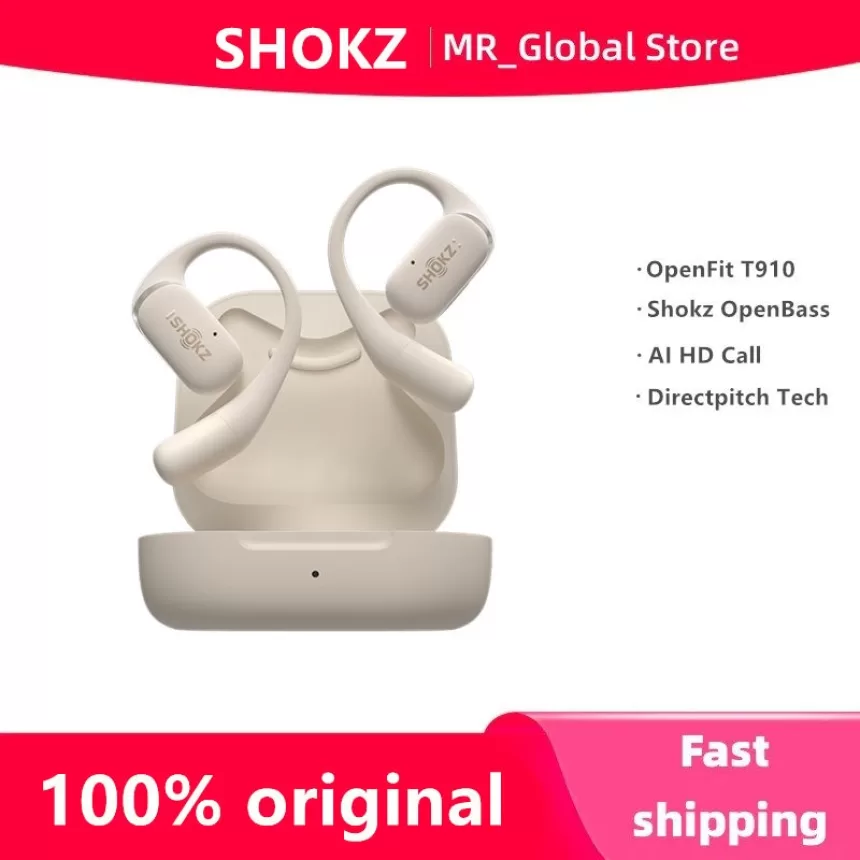 Shokz OpenFit T910 Bluetooth Headphones sports hearing aid with directional audio, noise reduction, artificial intelligence call