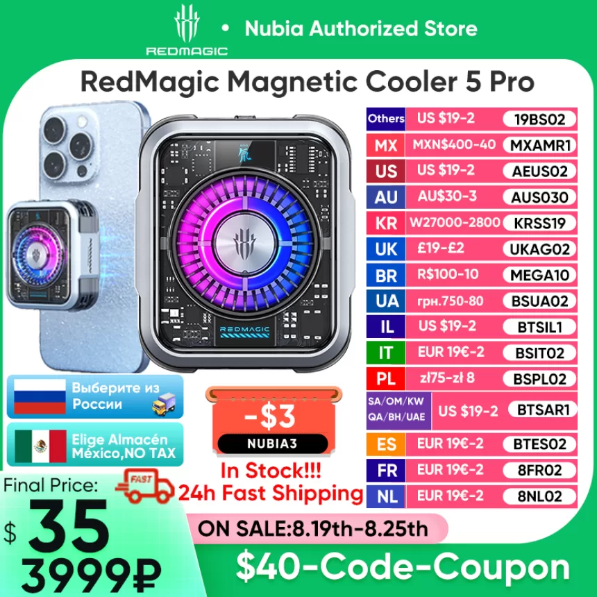 Redmagic VC Liquid Cooler 5 Pro Magnetic Phone Cooler for Games/Live Streaming for Red Magic 9 Pro iPhone 15 Pro Max Poco Xiaomi