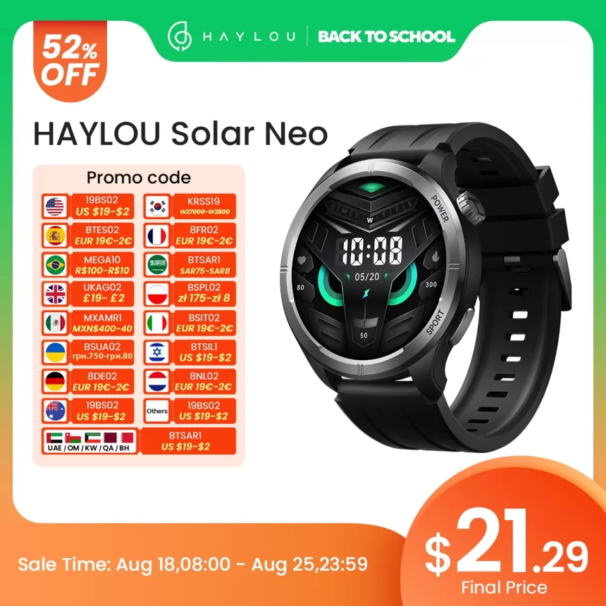HAYLOU Solar Neo Smart Watch 1.53'' HD Display Bluetooth Call 24H Health Monitoring Smartwatchs Men Women Smart Sport Watchs