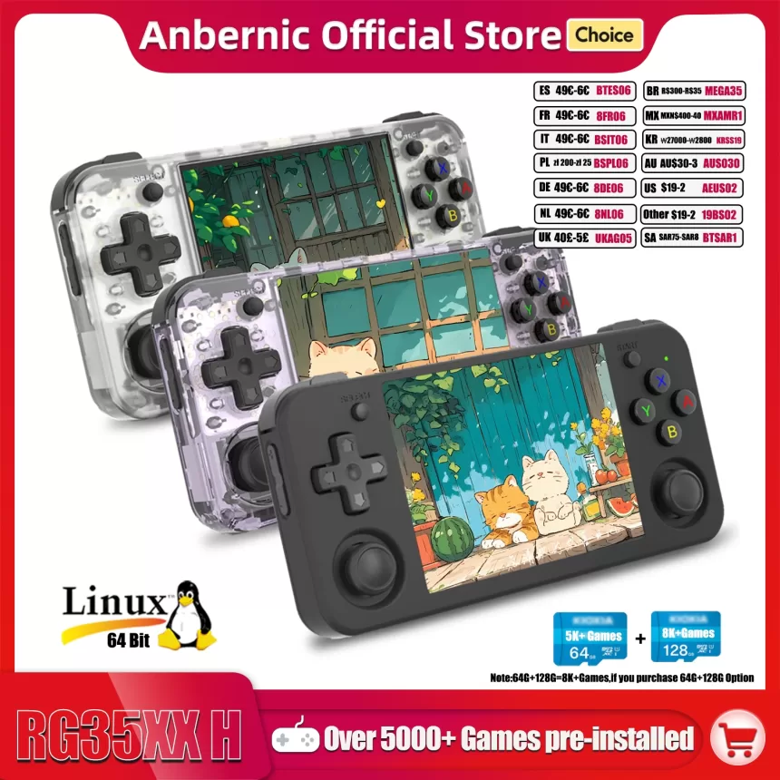 ANBERNIC RG35XX H Hand-held Consoles For Playing Video Games 3.5-inch IPS 640*480 Screen Retro Game Player 3300 mAh 5000+ Games