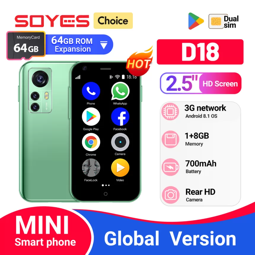 SOYES D18 Mini Android smartphone 3G network quad-core 700mAh rear 5 megapixel camera dual sim dual standby