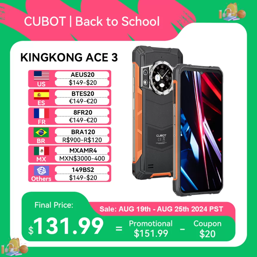 [World Premiere] Cubot KingKong ACE 3, smartphone android 14, 24GB RAM(8GB+16GB), 256GB ROM, 90Hz Screen,Dual Screen,Add to Cart