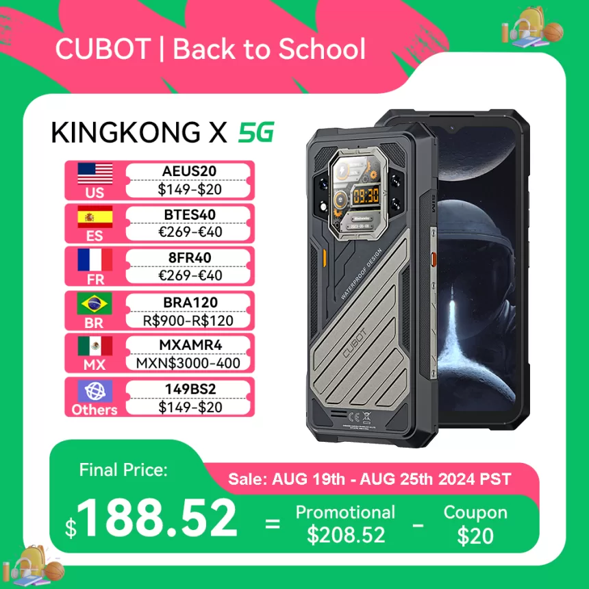 [World Premiere] CUBOT KINGKONG X, Rugged Smartphone 5G, 32GB RAM(16GB+16GB), 256/512GB ROM, 10200mAh, 120Hz Screen, NFC, WiFi 6