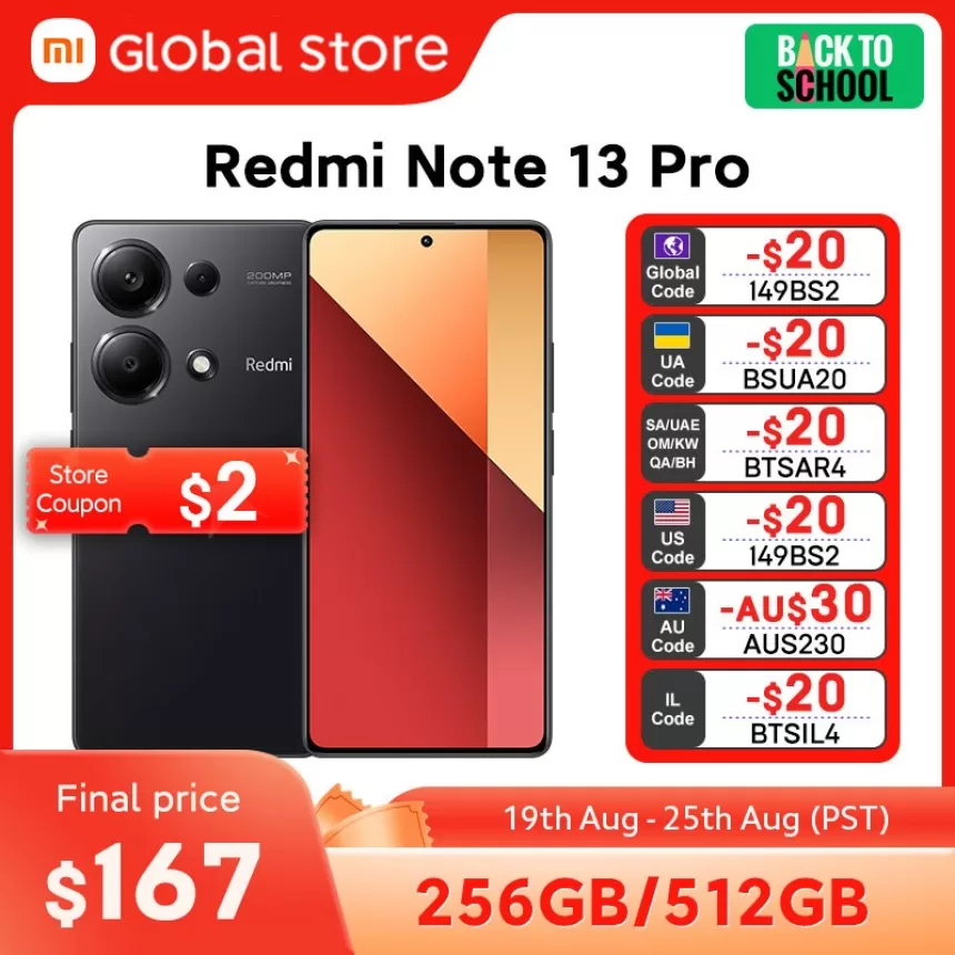 Xiaomi Redmi Note 13 Pro 4G Mobile Phone Global Version 200MP Camera 67W Charge 5000mAh MTK Helio G99-Ultra 6.67" AMOLED display