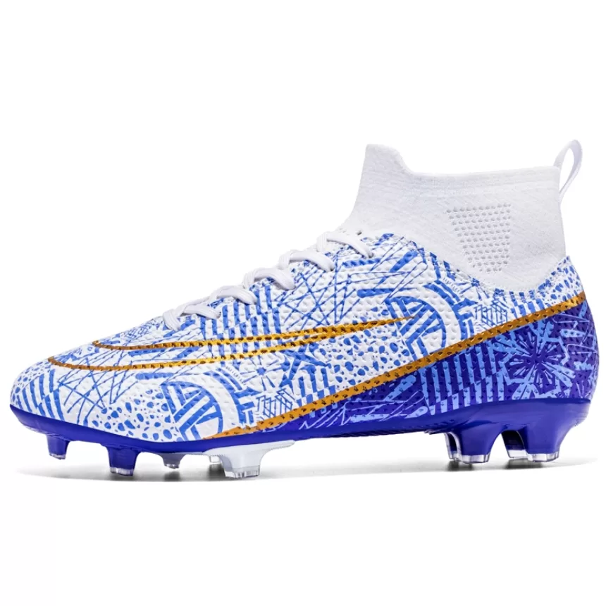 Men's Soccer Shoes Soft TF/FG Football Boots Breathable Non-Slip Grass Training Sneakers Cleats Outdoor High Top Sport Footwear