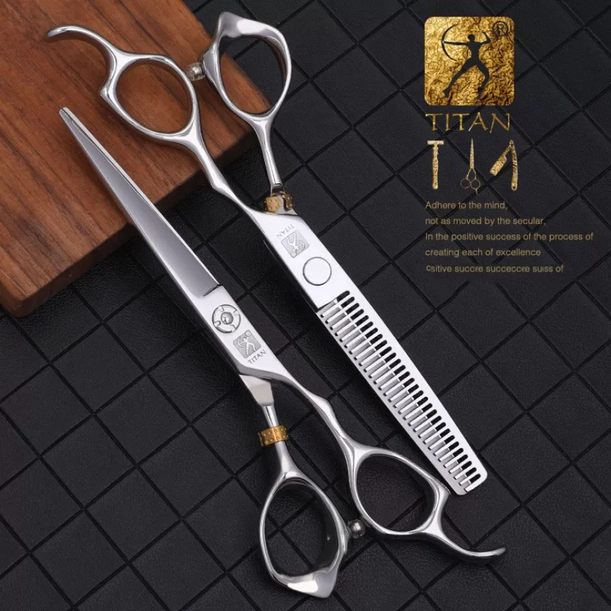 TITAN Professional barber tools hair scissor Cutting thinning hairdressing shear 5.0/5.5/6.0/6.5inch Japan 440C steel