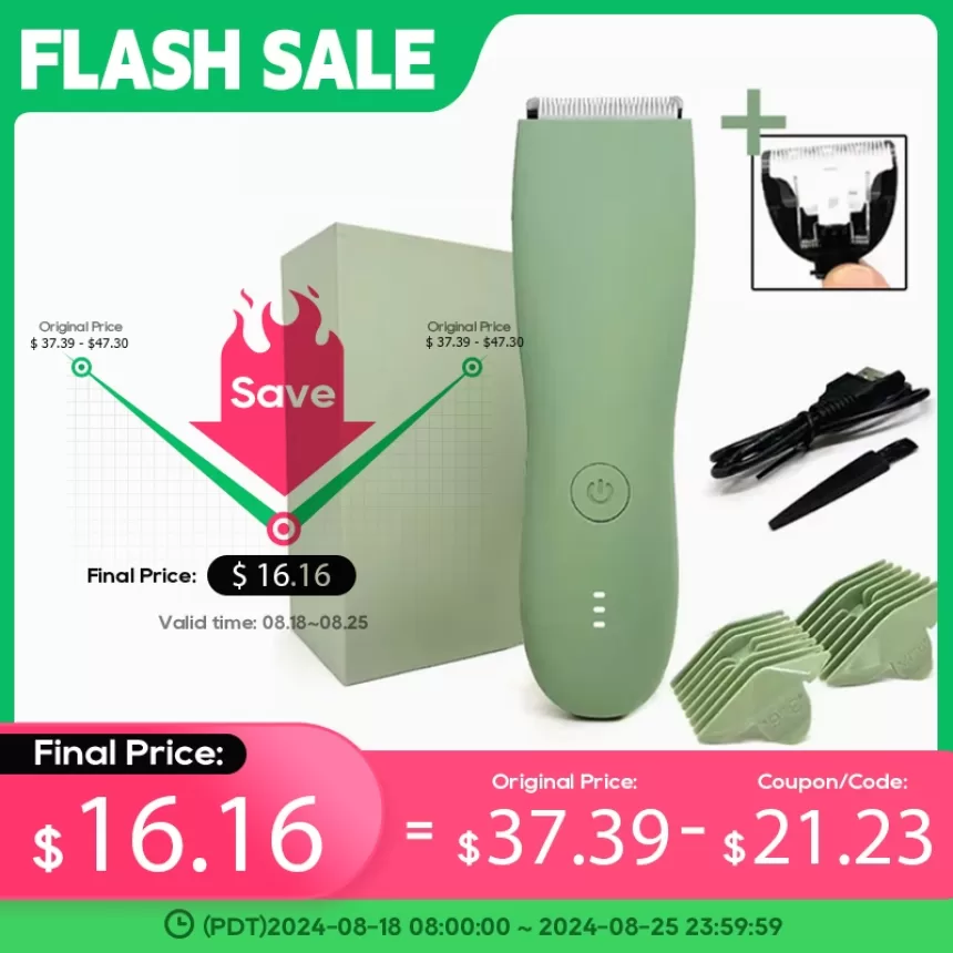 Body Hair Trimmer Shaver for Men Ball Trimmer for Groin Pubic Replaceable Ceramic Blade Groomer Electric Razor Waterproof Clippe