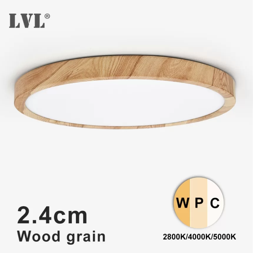 Modern LED Ceiling Light Wood Grain Golden One Light with 3 Colors Home Lighing Kitchen Bedroom Bathroom Surface Ceiling Lamp