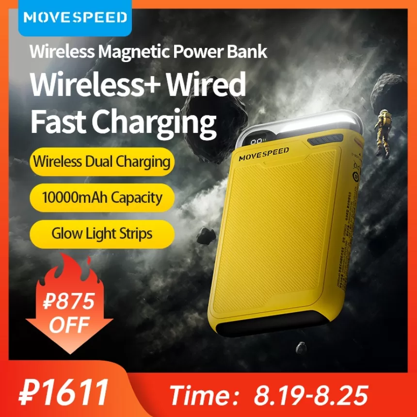 MOVESPEED G10 Wireless Magnetic Power Bank 10000mAh PD 20W Portable Auxiliary Battery Quick Charge for iPhone 15Pro Samsung S23