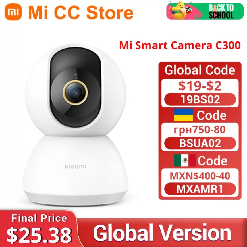 Global Version Xiaomi 360° Home Security Camera C300 Super Clear 2K Image F1.4 Large Aperture AI Human Detection Mi Camera