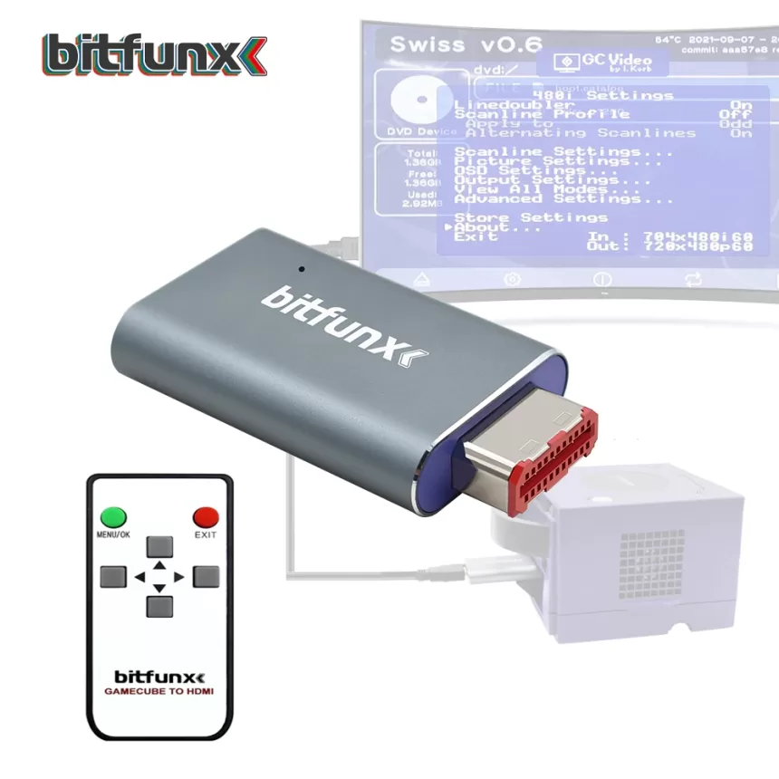 Bitfunx HDMI-compatible Line Doubler Adapter Adaptor Digital to HDMI GC2HDMI for Nintendo Gamecube NGC